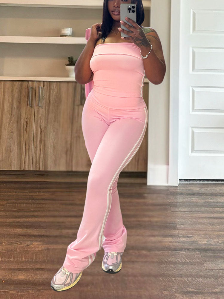 Striped Athleisure Three-Piece Set