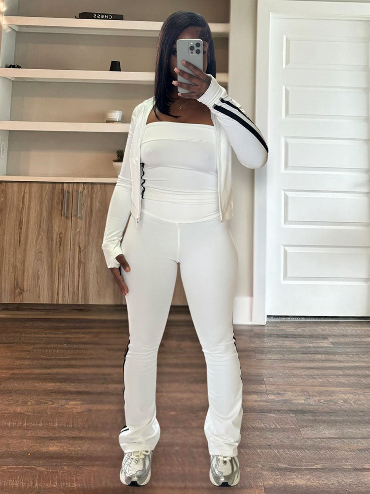 Striped Athleisure Three-Piece Set