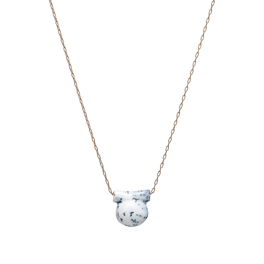 TenThousandThings 14k Small Dendritic Opal Etruscan Bead Necklace