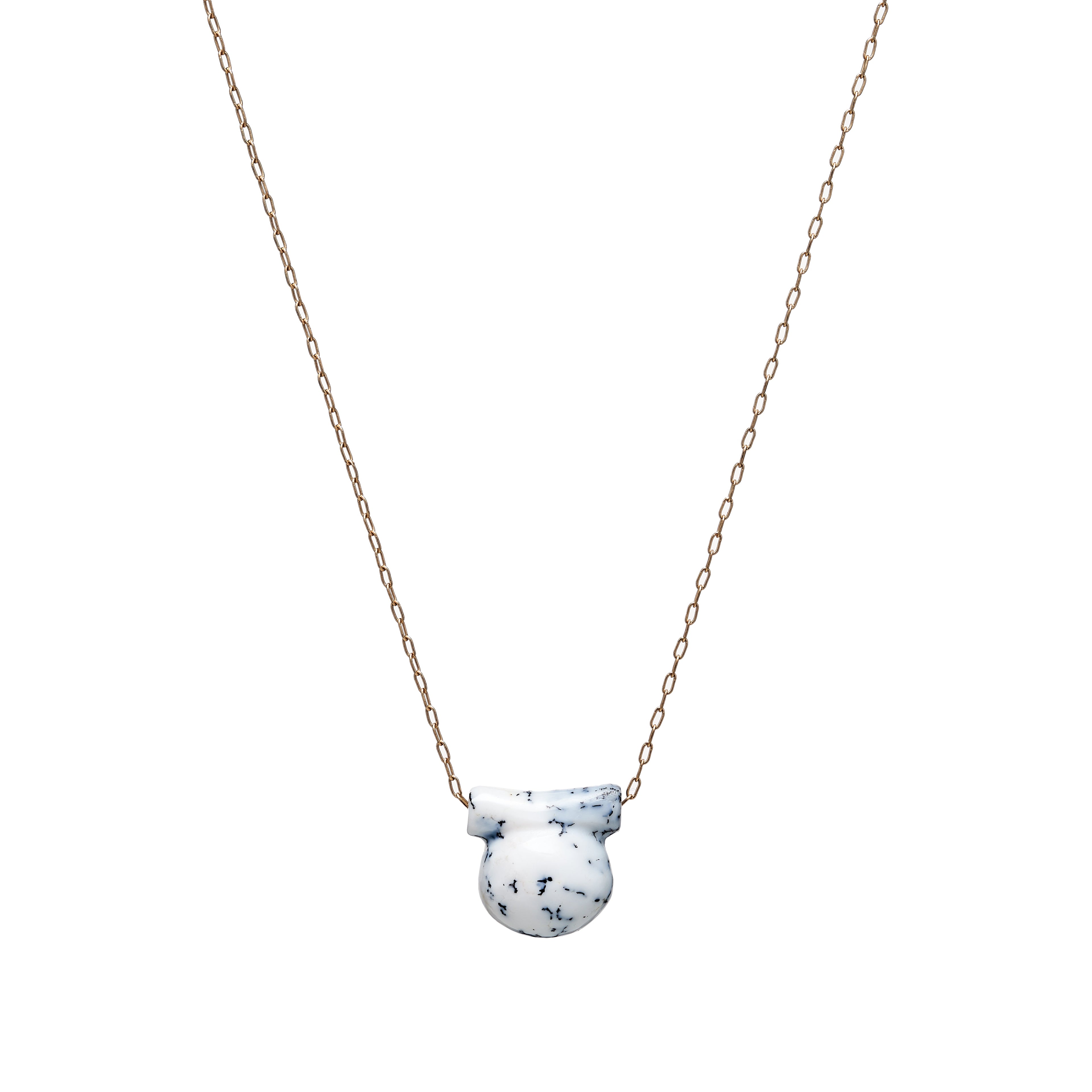 TenThousandThings 14k Small Dendritic Opal Etruscan Bead Necklace