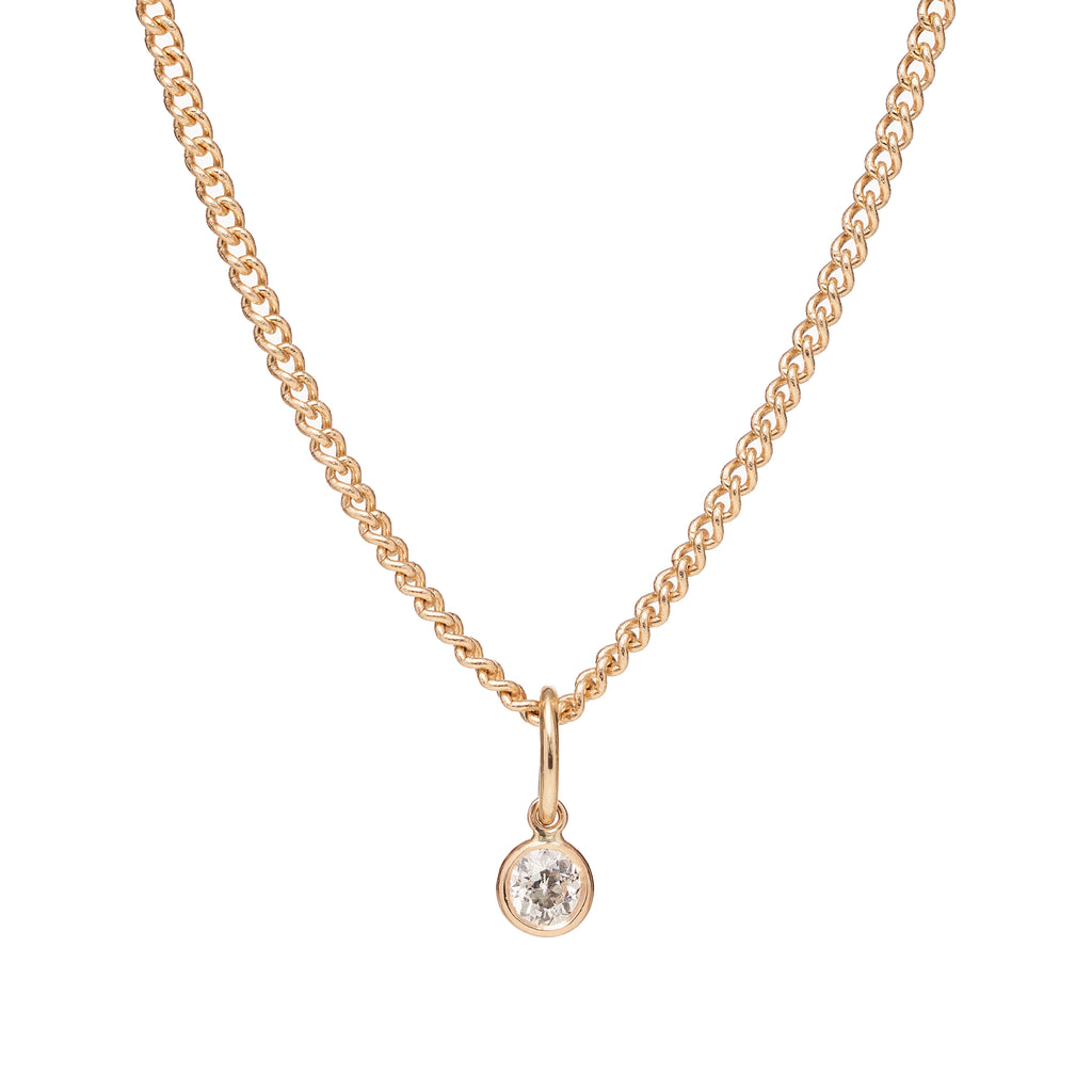 Métier Modern 14k Gold Bezel Set Diamond Charm Pendant- .35ct