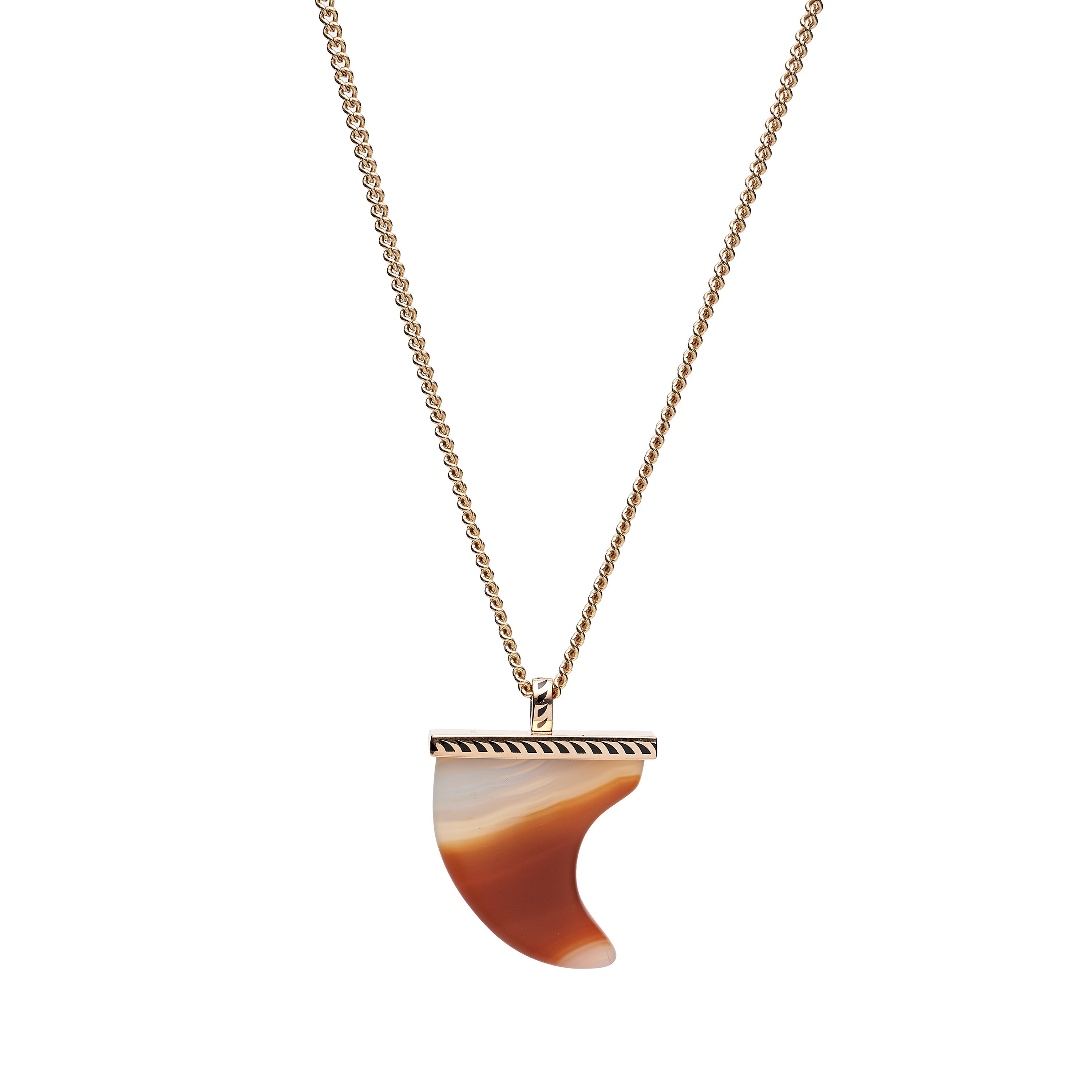 Dezso 18k Black Enamel. Agate Grande Shark Fin Pendant