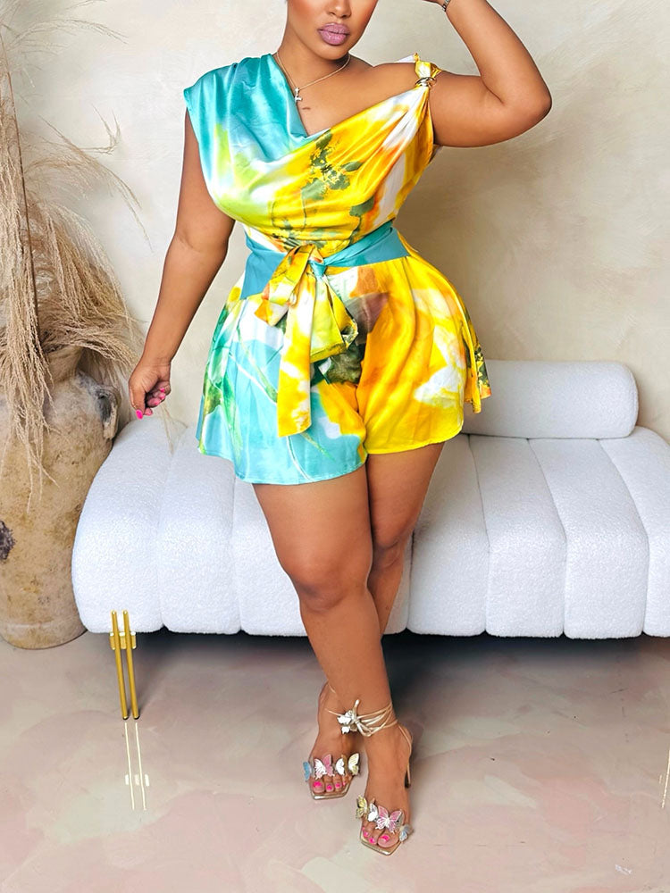 Floral Aroma One Shoulder Romper