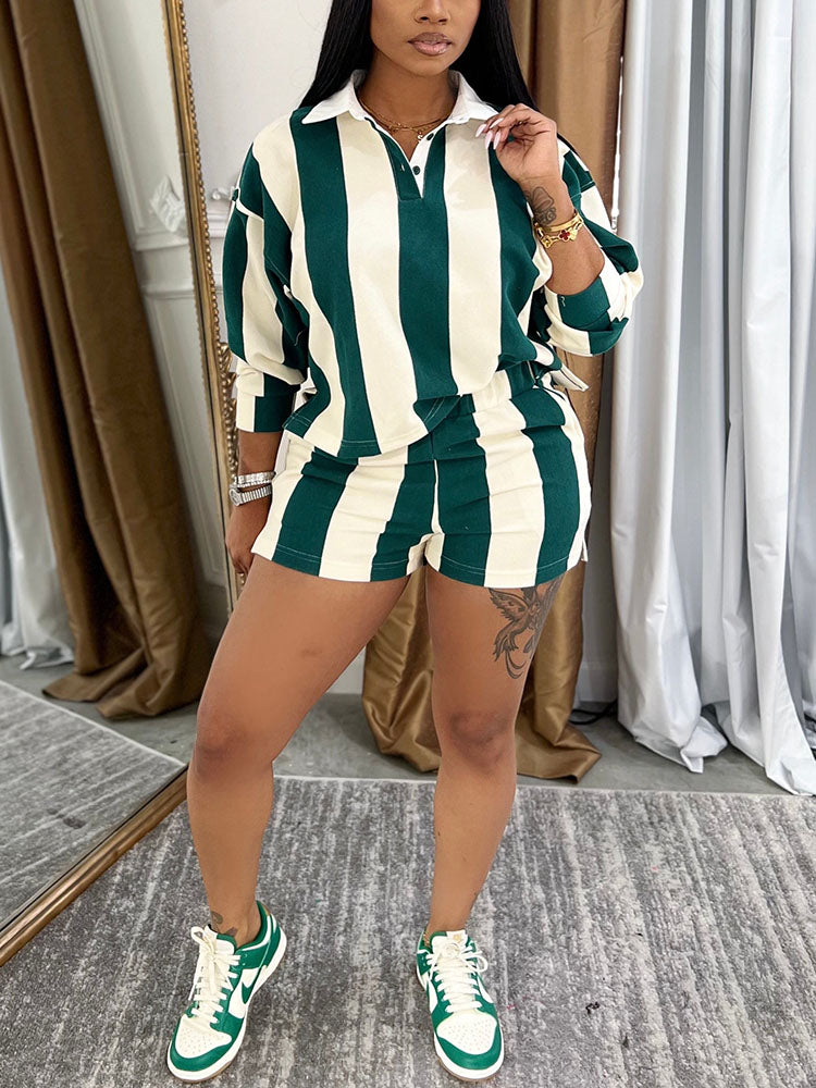 Shirt Polo Top & Shorts Set