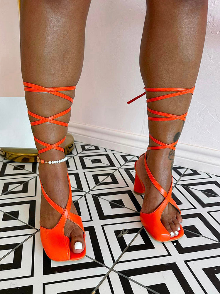 Open Toe Lace-Up Sandals