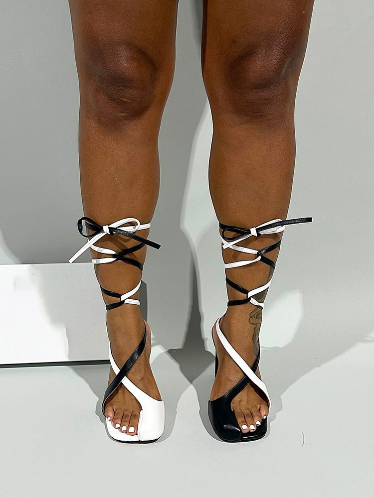 Open Toe Lace-Up Sandals