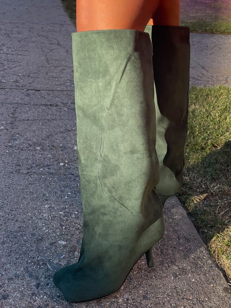 Wide Calf Square Toe Boots