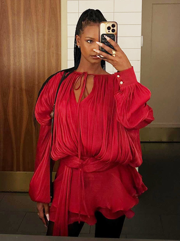 Dreamy Silky Satin Ruffle Mini Dress