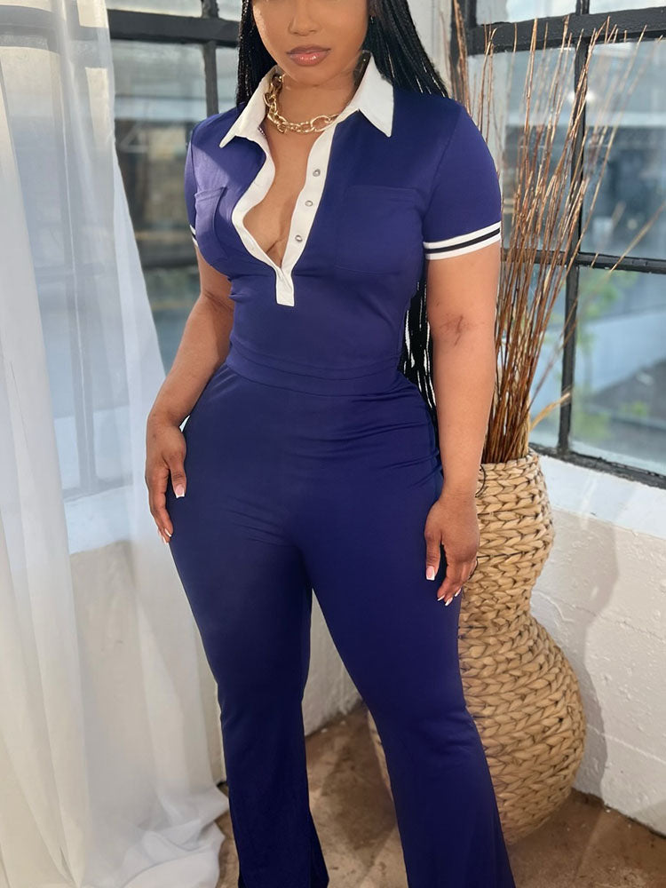 Classy Polo Crop Top & Wide Pants Set