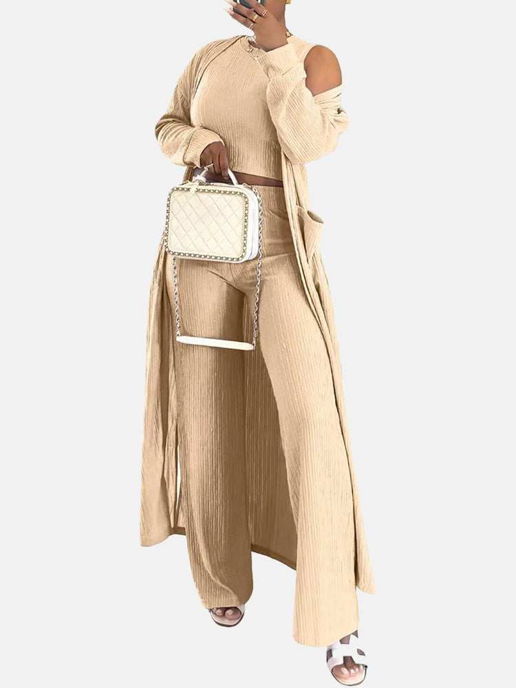 Cardigan Tank Top Pants Sweatsuit