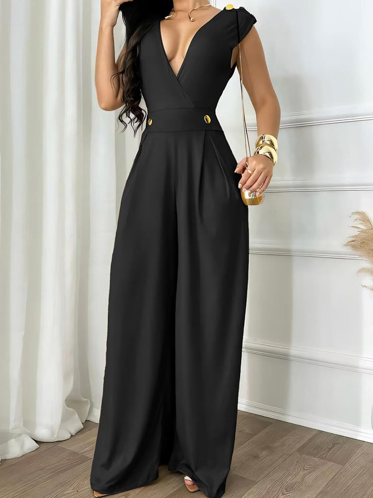 V Neck Sleeveless Jumpsuit