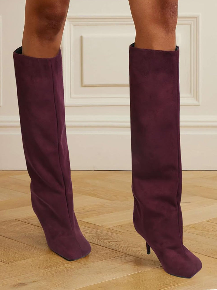 Wide Calf Square Toe Boots