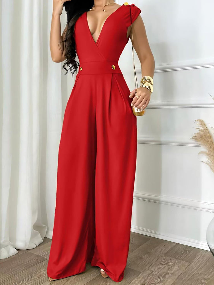 V Neck Sleeveless Jumpsuit