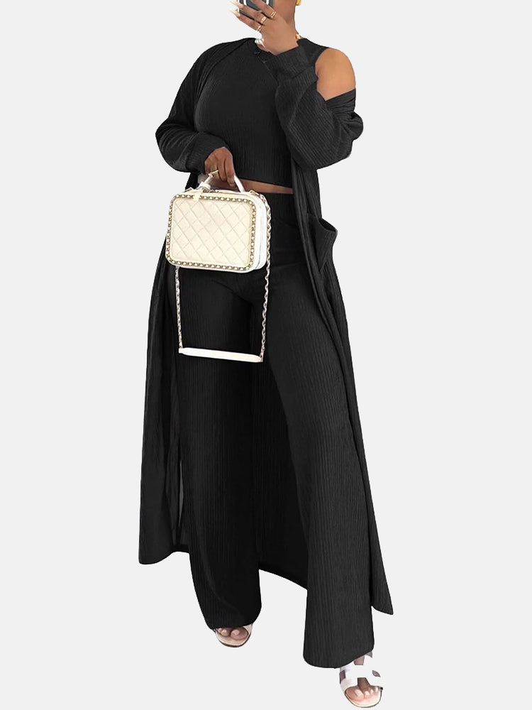 Cardigan Tank Top Pants Sweatsuit