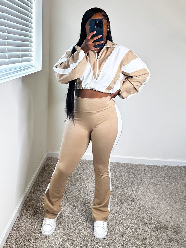 Sporty Contrast Jacket & Leggings Set