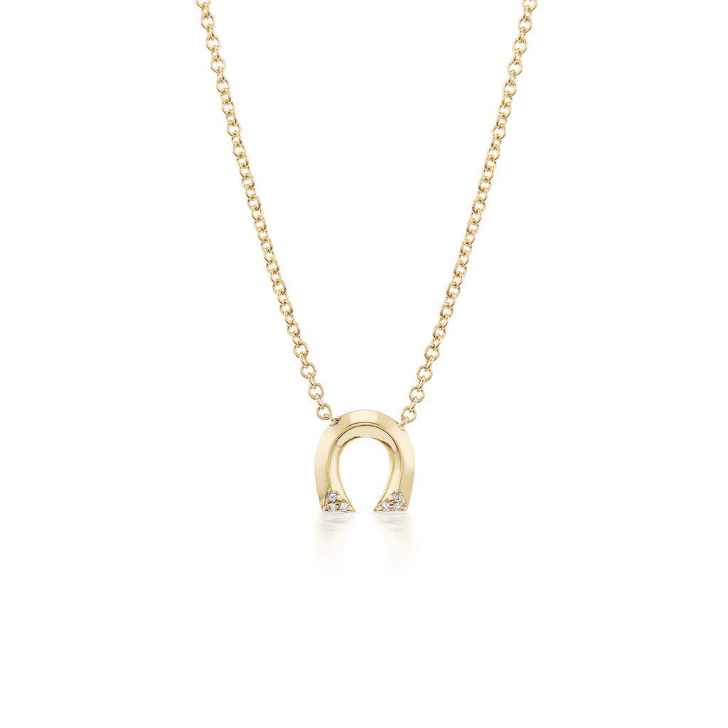 Harwell Godfrey 18k Diamond Tiny Horseshoe Pendant Necklace -16/18
