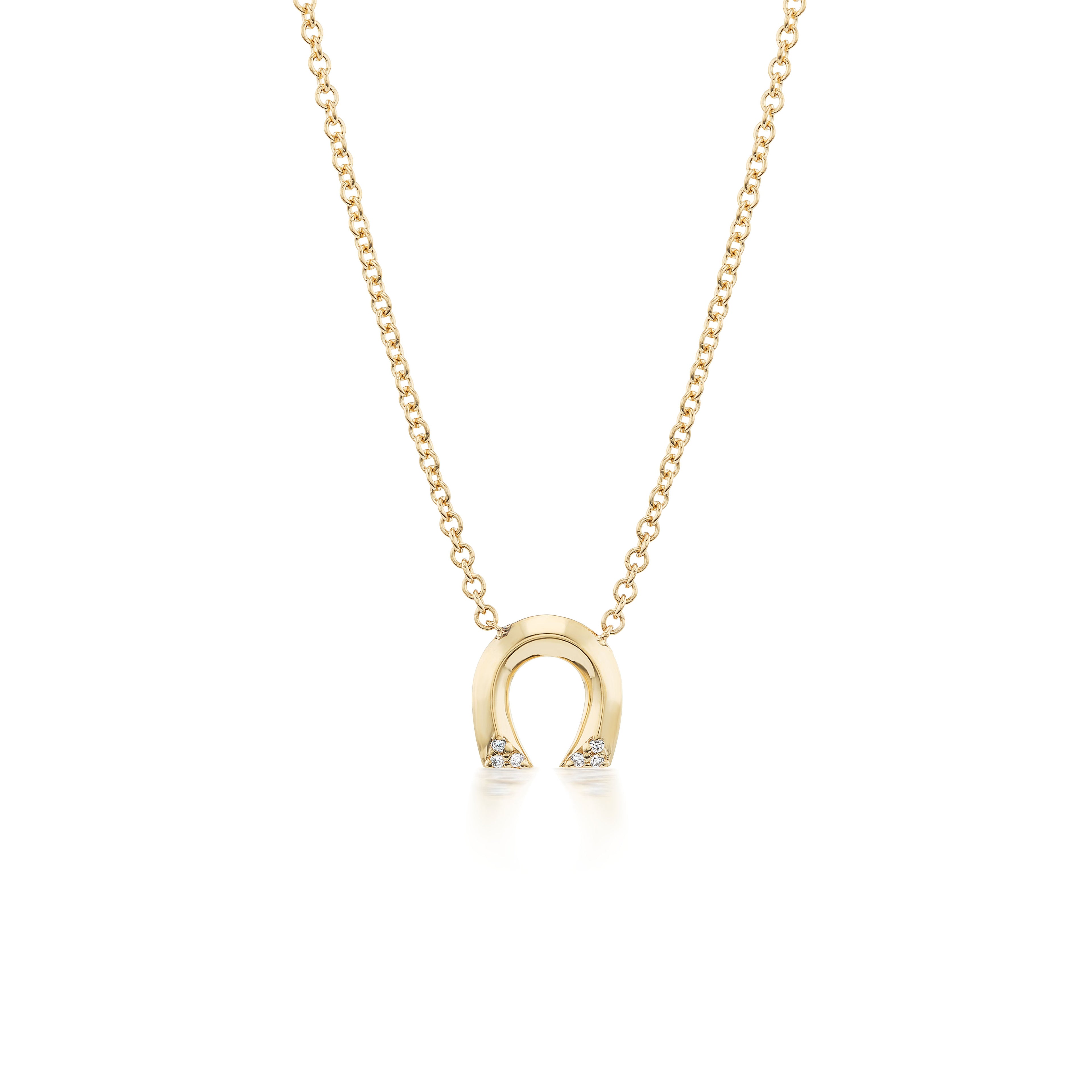 Harwell Godfrey 18k Diamond Tiny Horseshoe Pendant Necklace -16/18