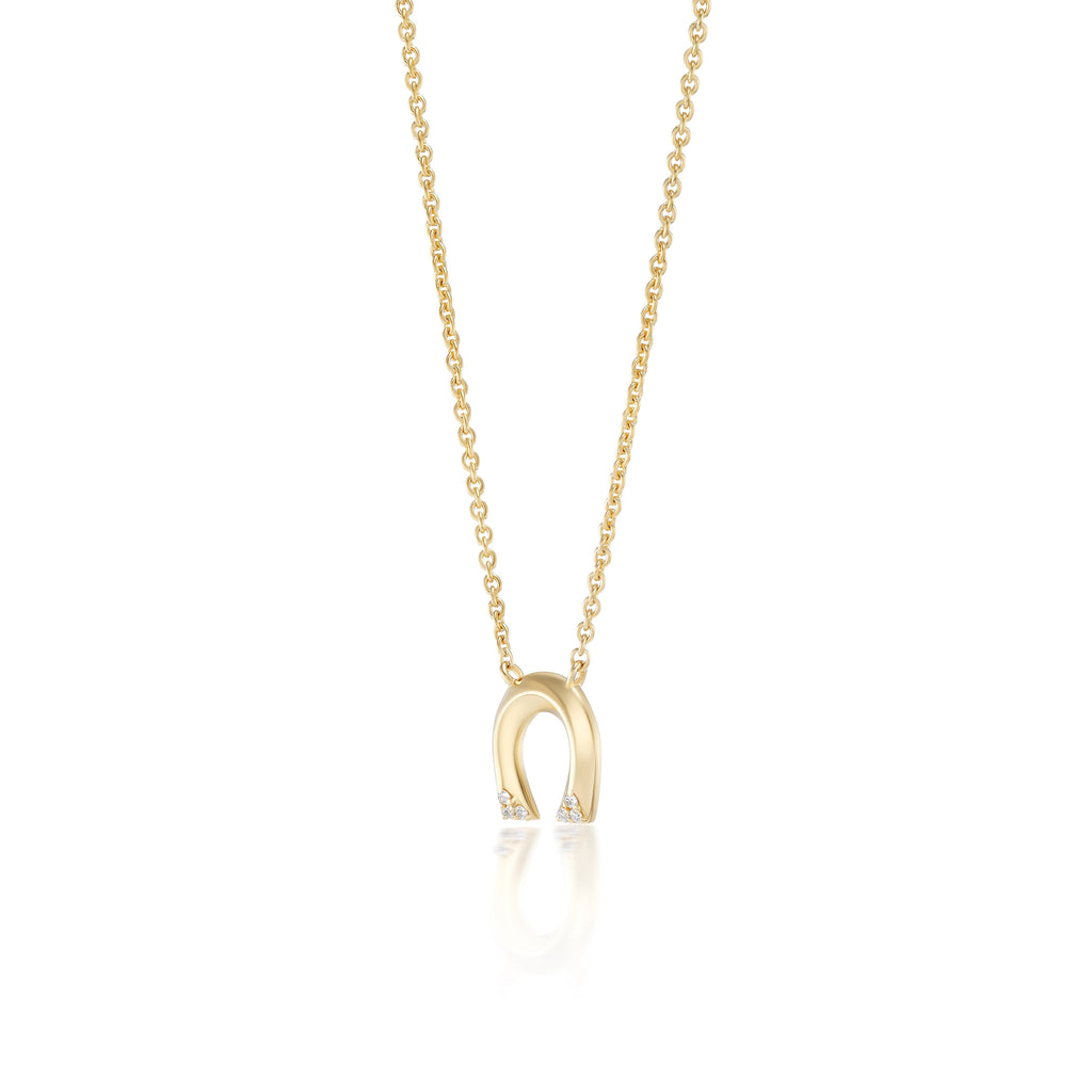 Harwell Godfrey 18k Diamond Tiny Horseshoe Pendant Necklace -16/18