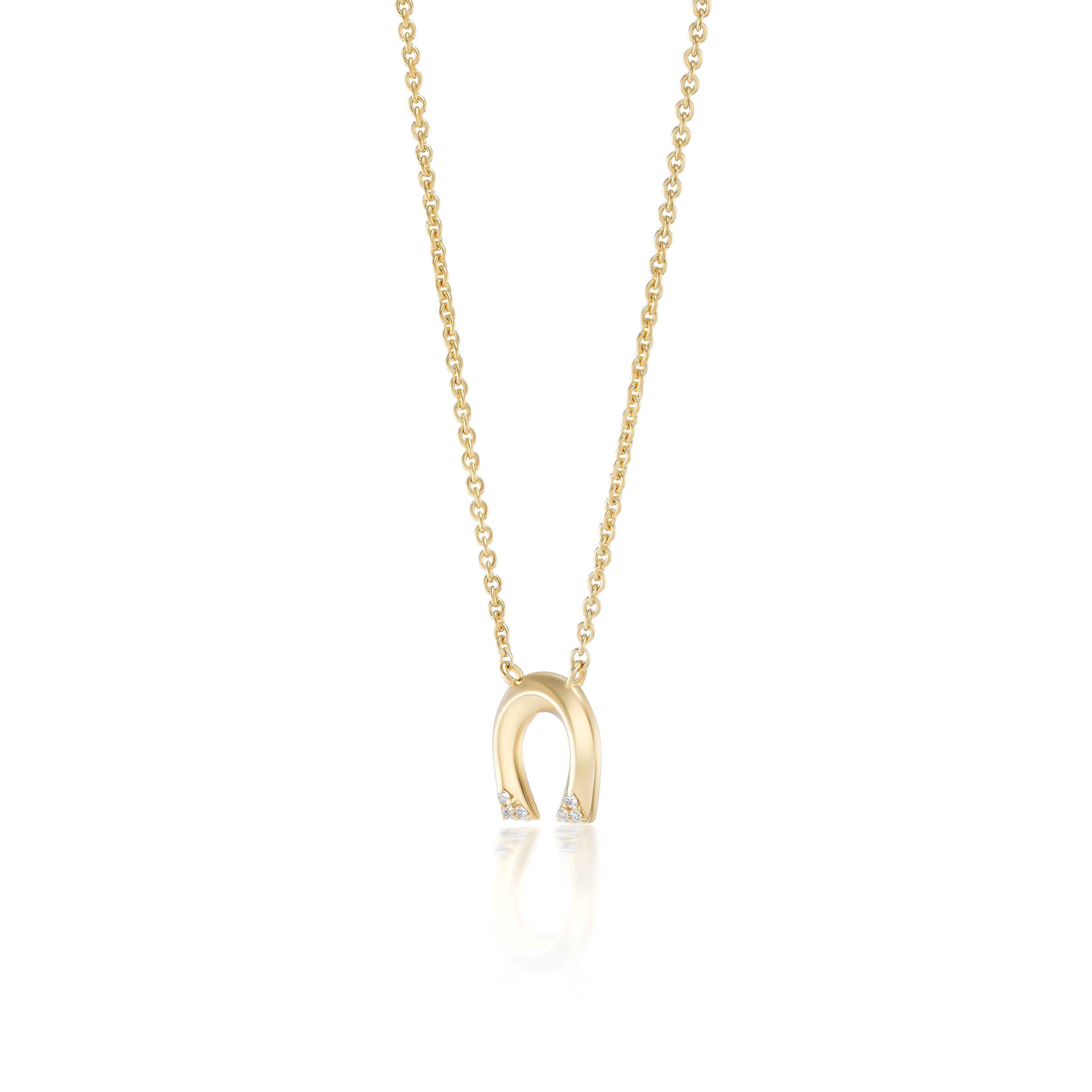 Harwell Godfrey 18k Diamond Tiny Horseshoe Pendant Necklace -16/18
