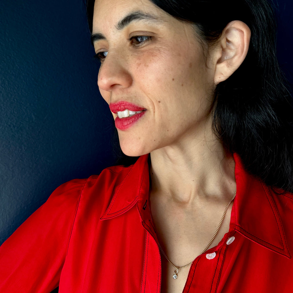 Métier Modern 14k Gold Bezel Set Diamond Charm Pendant- .35ct