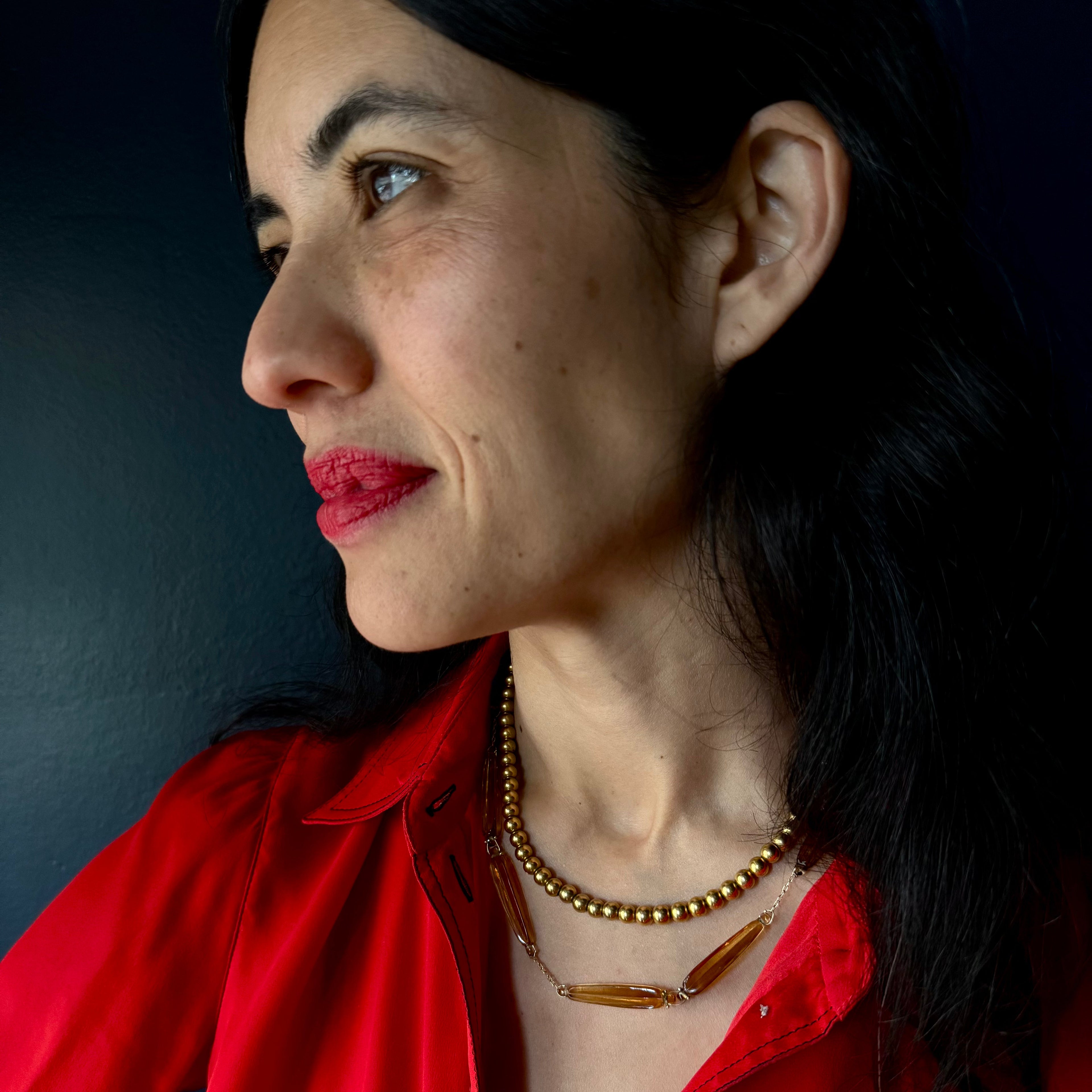 TenThousandThings 18k Citrine Ancient Roman Stone Necklace- 16