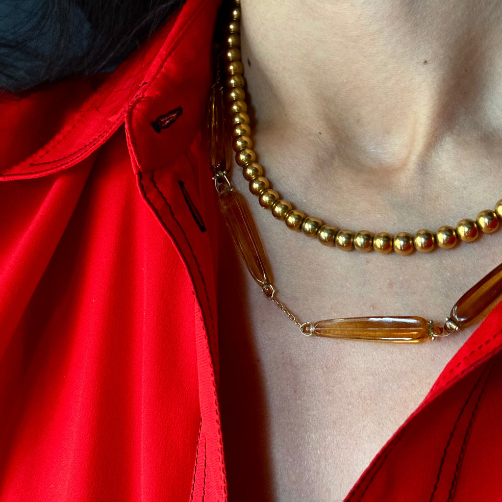 TenThousandThings 18k Citrine Ancient Roman Stone Necklace- 16