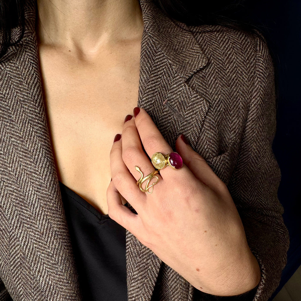 Gabriella Kiss 18k Rounded Oval Yellow Diamond Ring - 6.75 ct