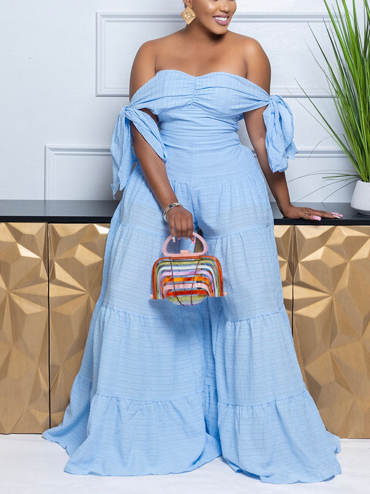 Off-Shoulder Wide Leg Jumpsuit