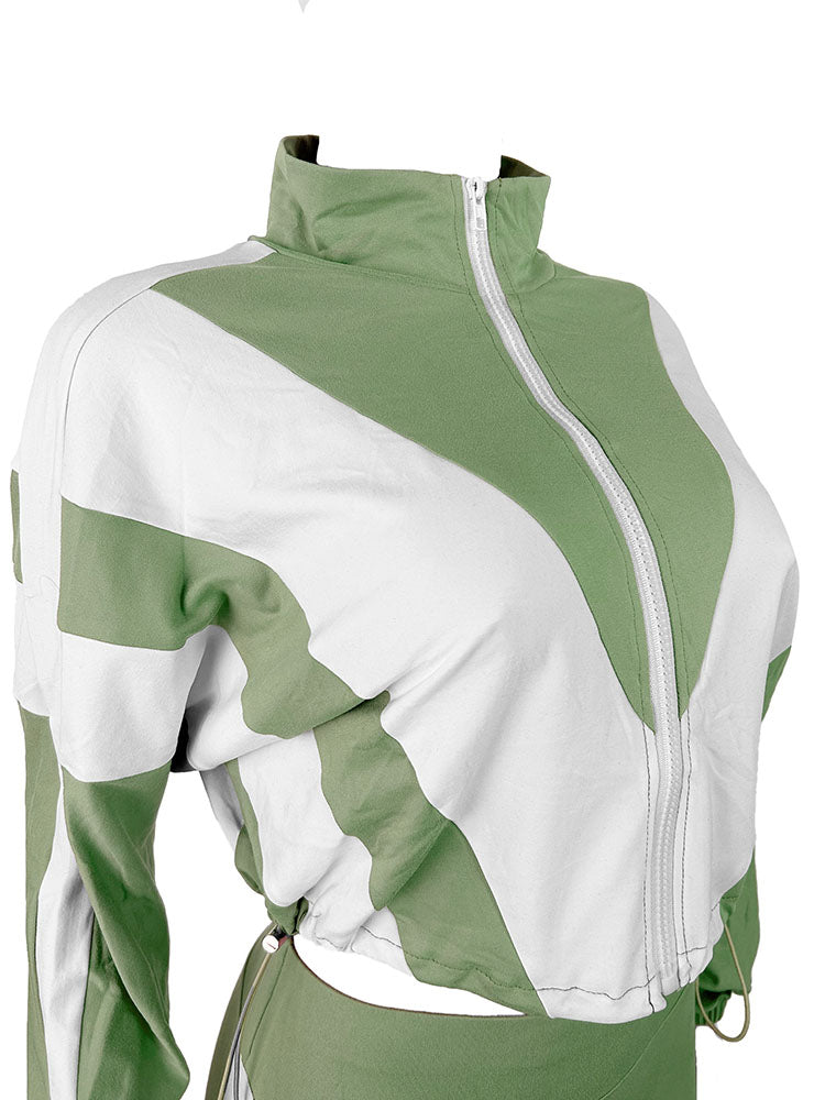 Sporty Contrast Jacket & Leggings Set