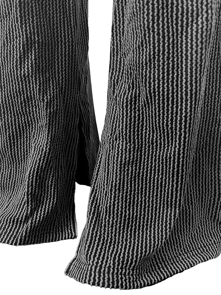 Textured Hooded Top & Flared Pants Set