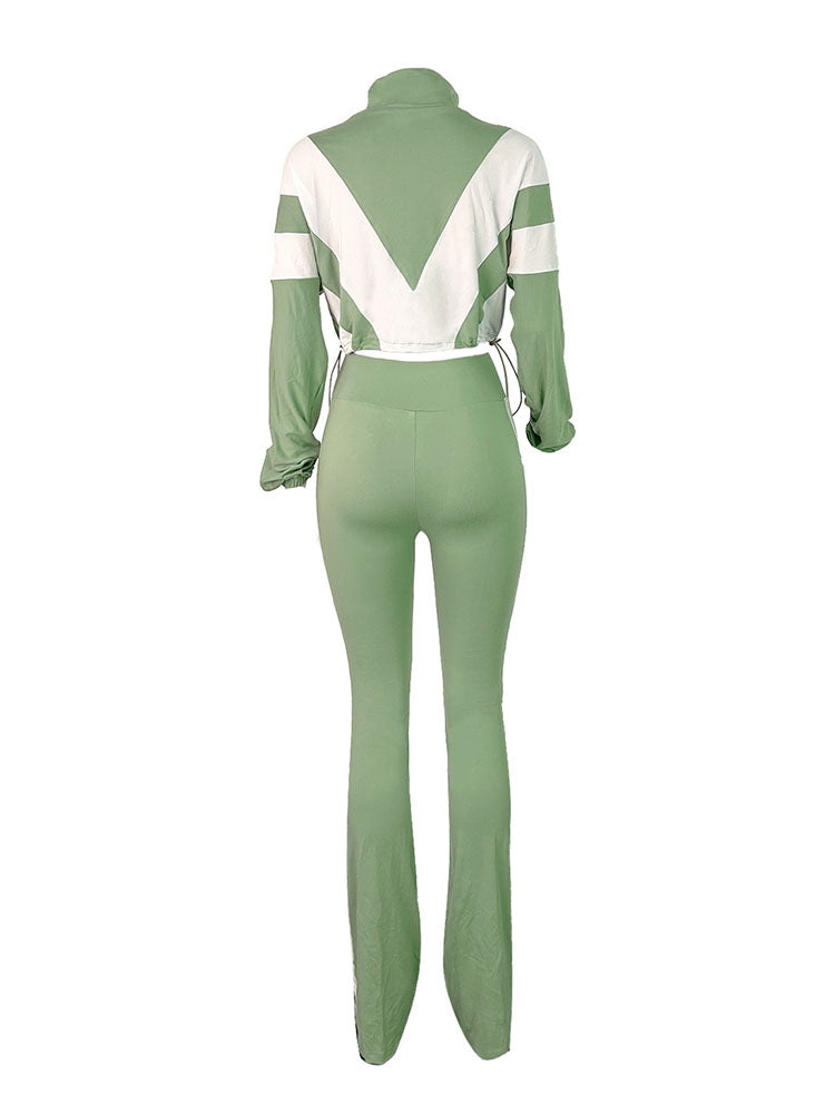 Sporty Contrast Jacket & Leggings Set