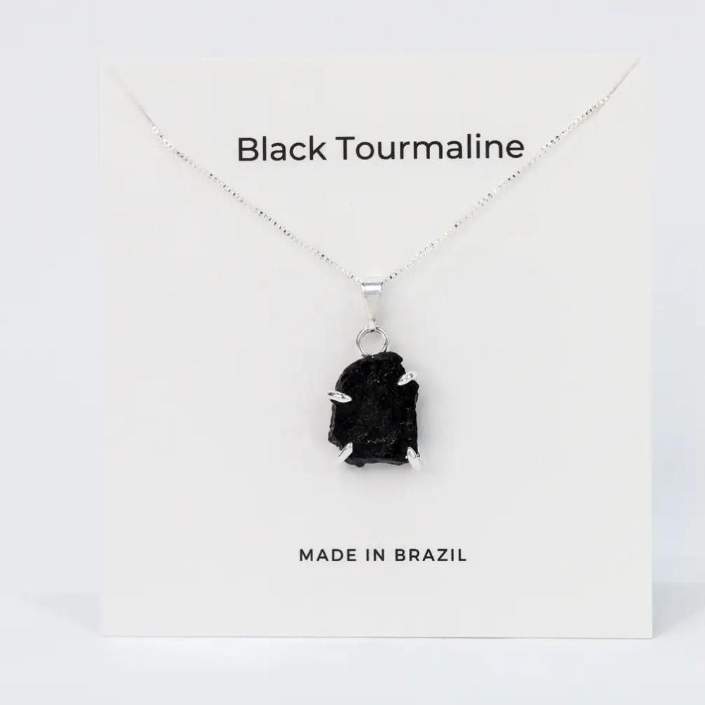 Raw Black Tourmaline Crystal Necklace