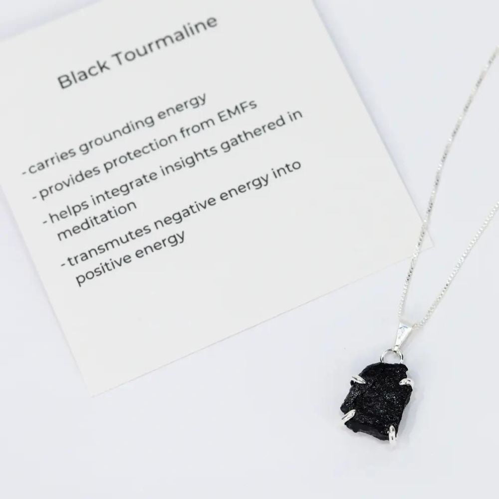 Raw Black Tourmaline Crystal Necklace