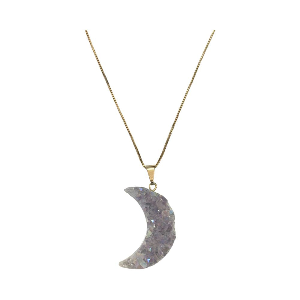 Druzy Aura Moon Crystal Necklace