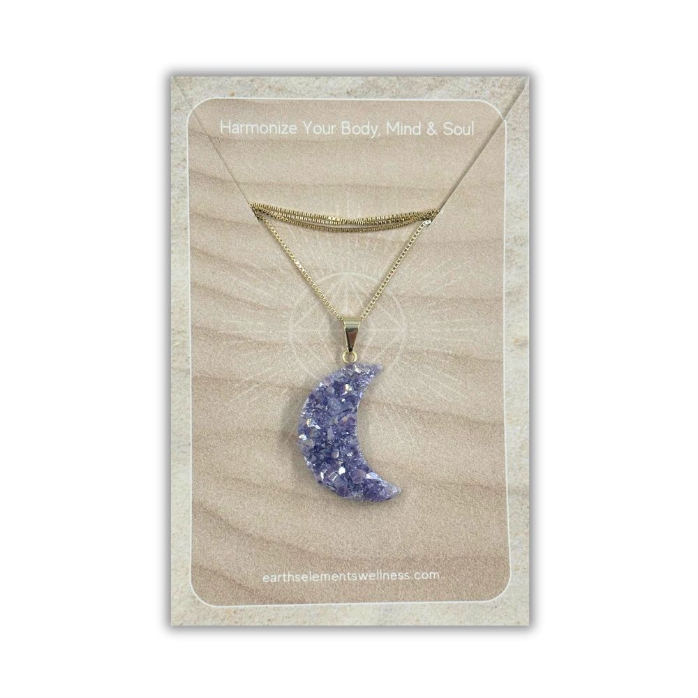 Druzy Aura Moon Crystal Necklace