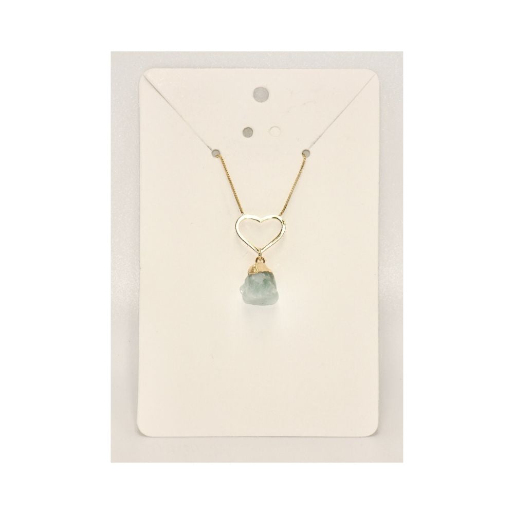 Raw Aquamarine Heart Crystal Necklace