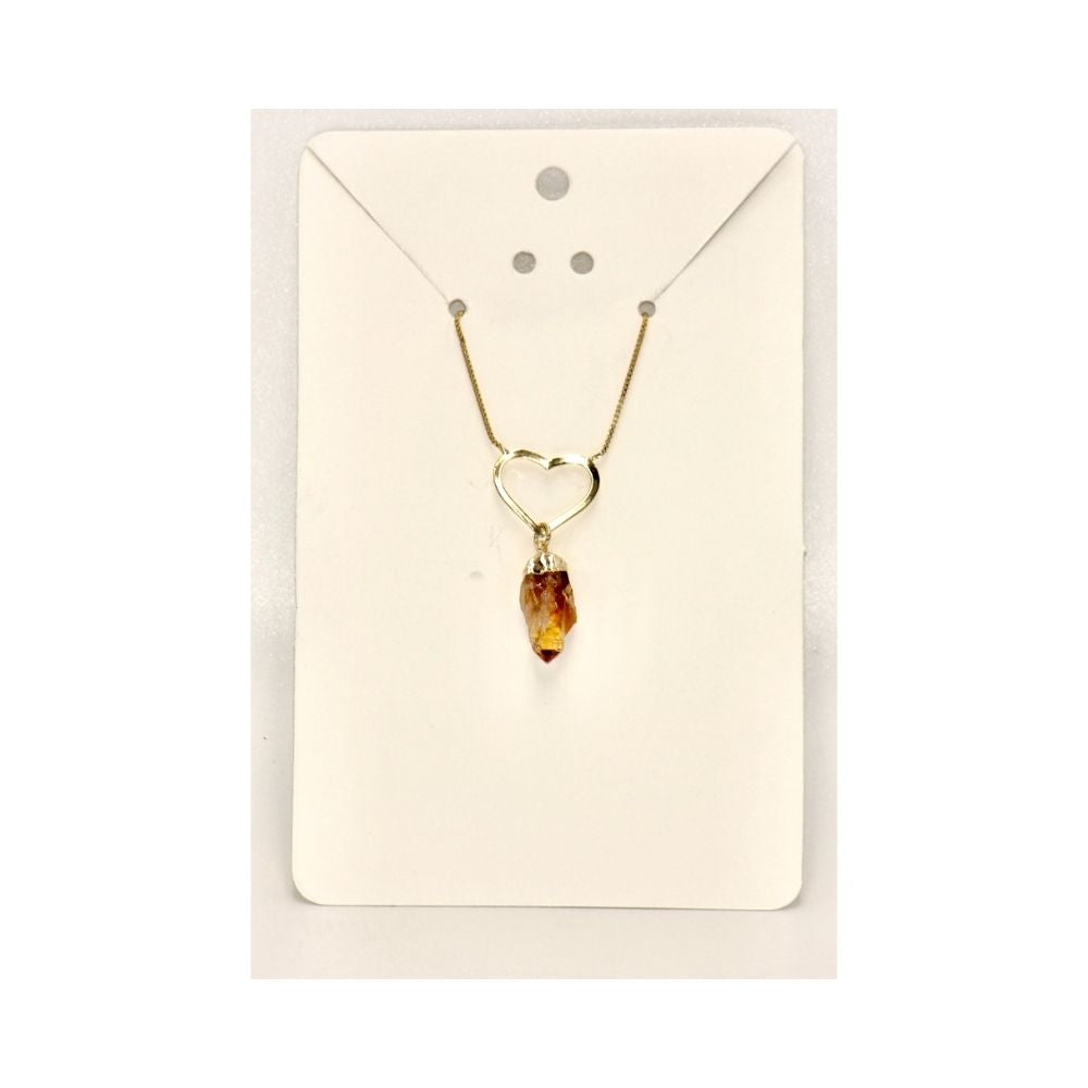 Raw Citrine Heart Crystal Necklace