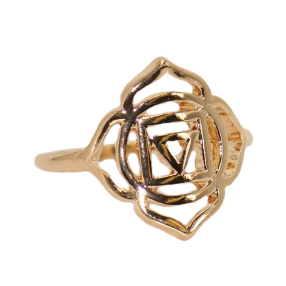 Root Chakra Healing Symbol Gold Ring