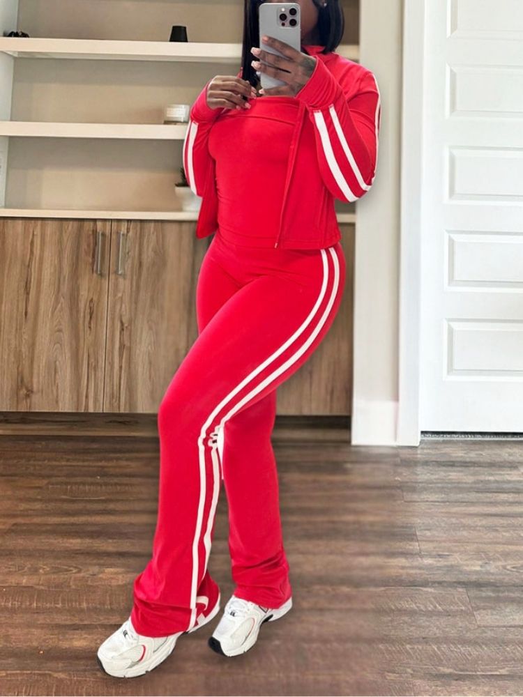 Striped Athleisure Three-Piece Set