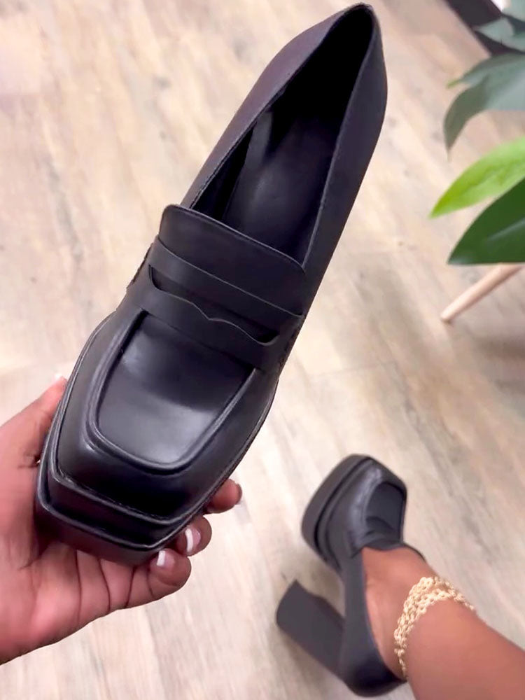 Leather Platform Loafers