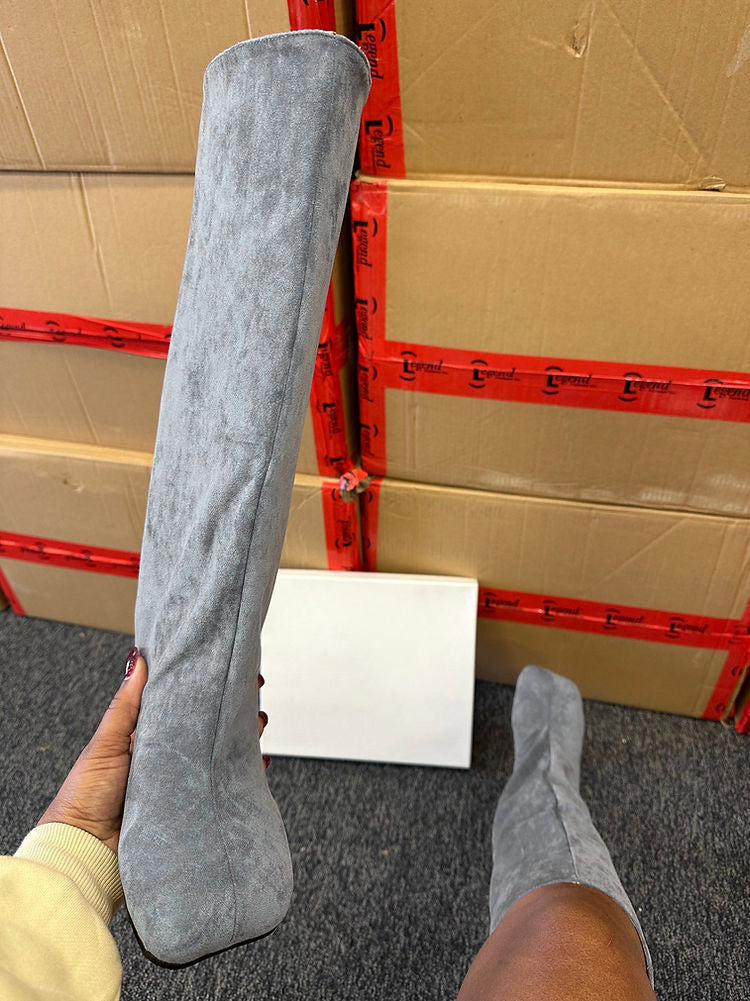 Wide Calf Square Toe Boots