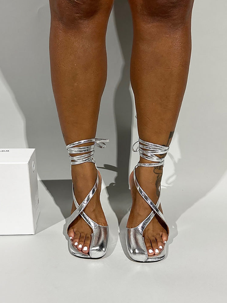 Open Toe Lace-Up Sandals