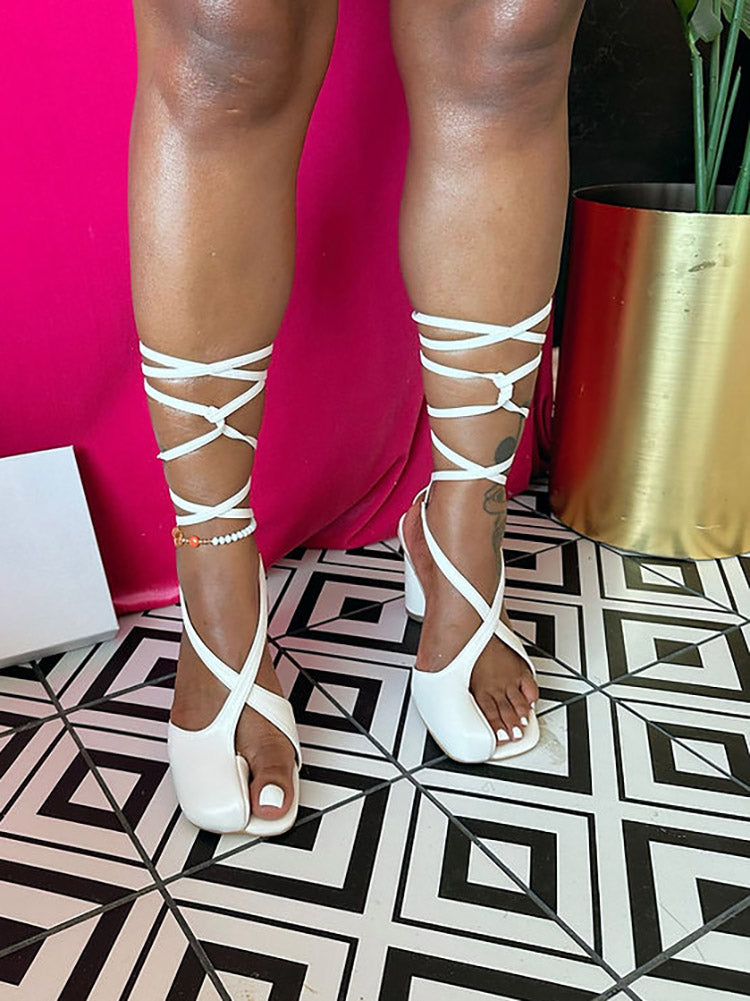 Open Toe Lace-Up Sandals