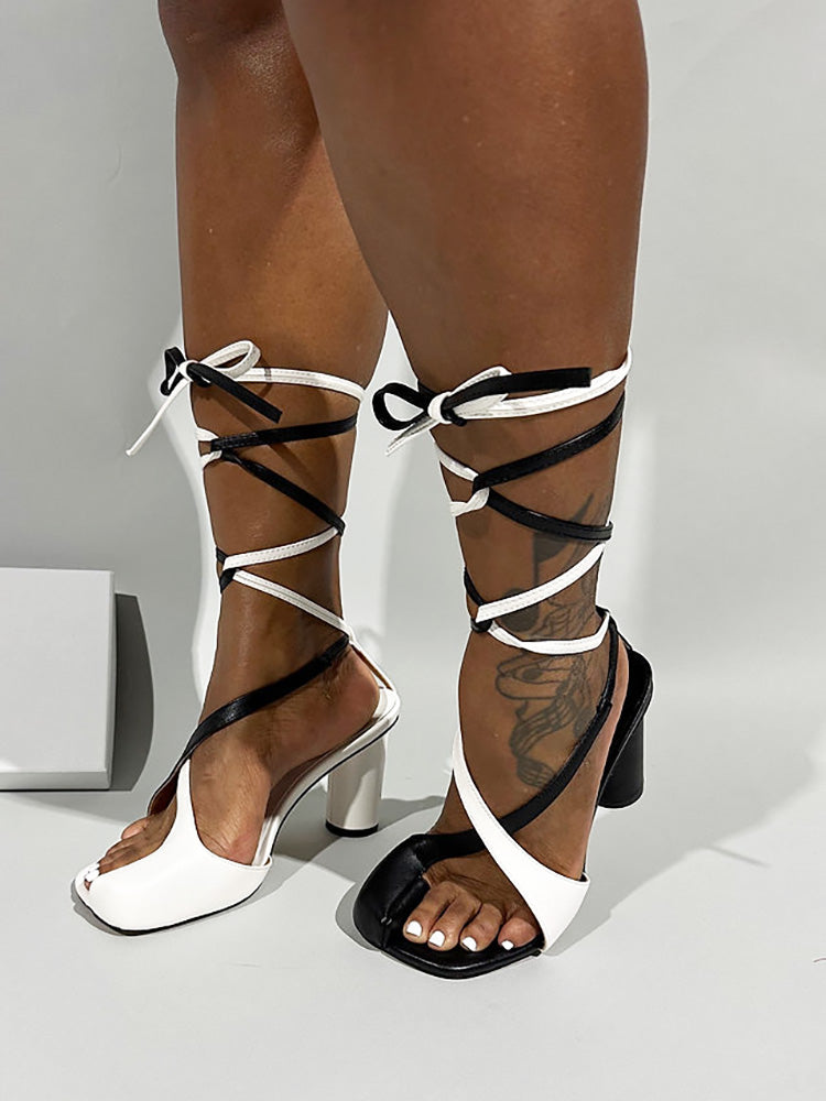 Open Toe Lace-Up Sandals