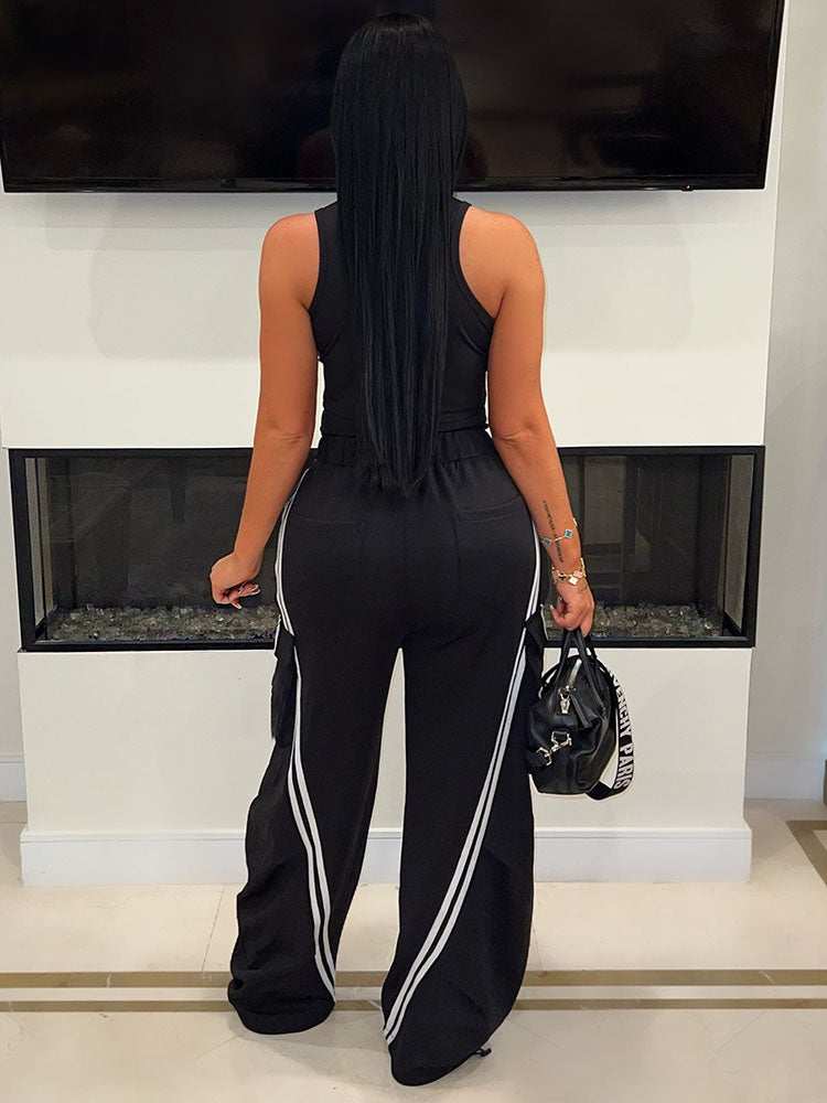 Denim Contrast Cargo Joggers